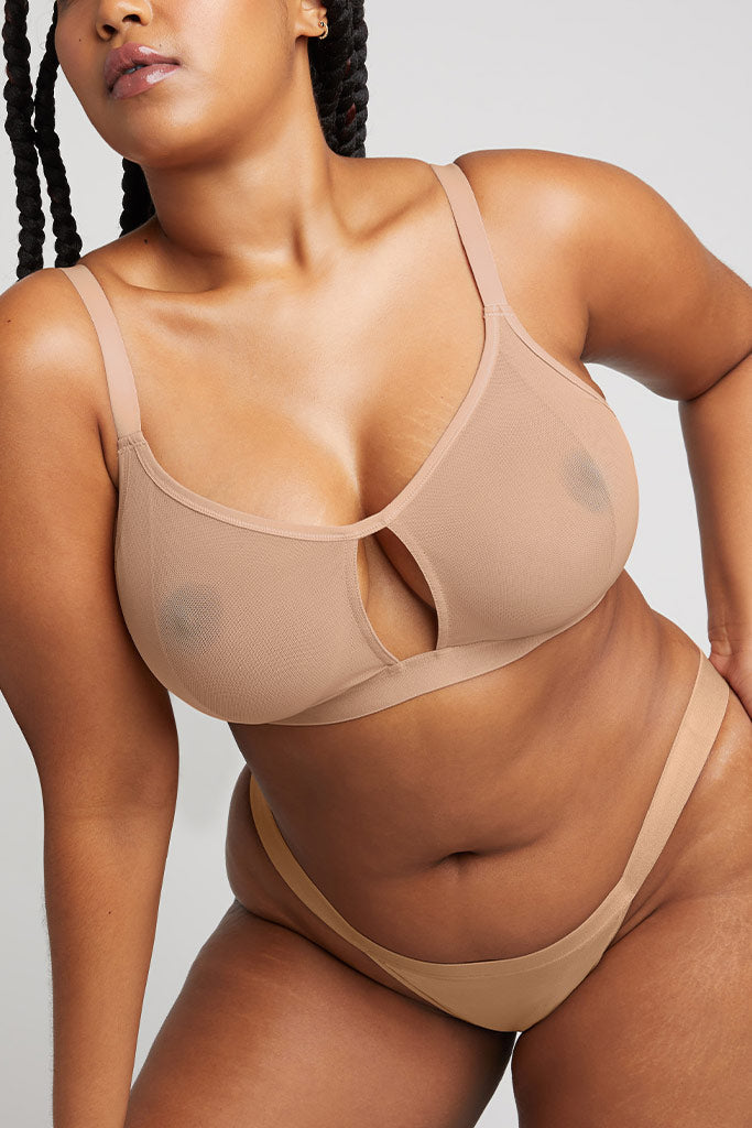 Sieve Cutout Bra in Black + Buff (Pack)
